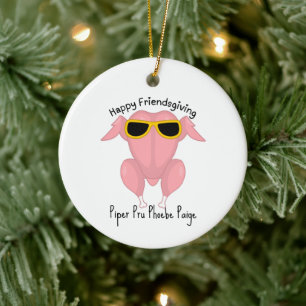 Happy Friendsgiving Turkey Thanksgiving Gift Ceramic Ornament