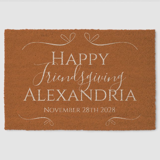 Happy Friendsgiving Typography Fiber Doormat (Front)