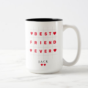 Happy Friendship Day BEST FRIEND EVER RED HEART Two-Tone Coffee Mug