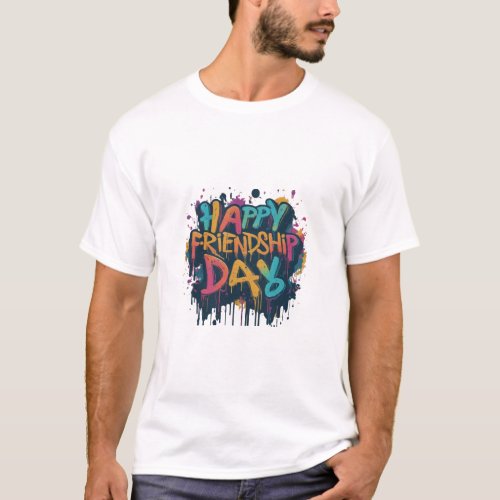 Happy Friendship Day Colorful Splatter Design T_Shirt
