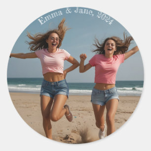 Happy Friendship Day Photo Besties Classic Round Sticker
