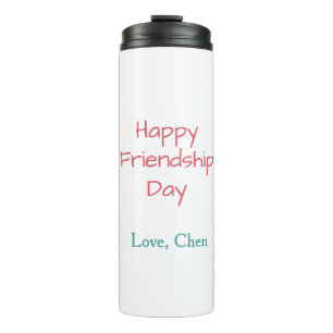 Happy friendship day red blue love name friends fo thermal tumbler