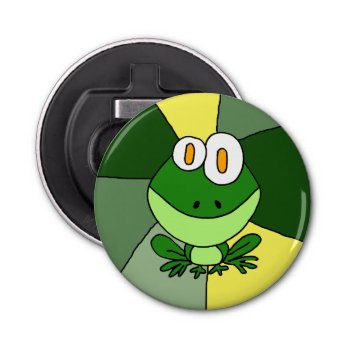 Happy Frog Button Bottle Opener by inspirationrocks at Zazzle