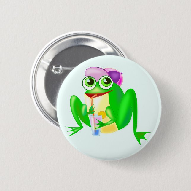 Happy Frog Button - Your Color - Text (Front & Back)