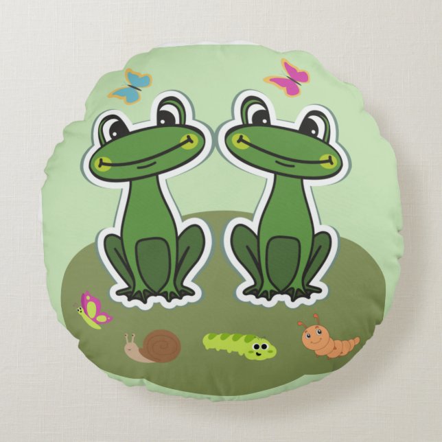 Happy Frog Design   Edition         Rundes Kissen Round Pillow (Front)