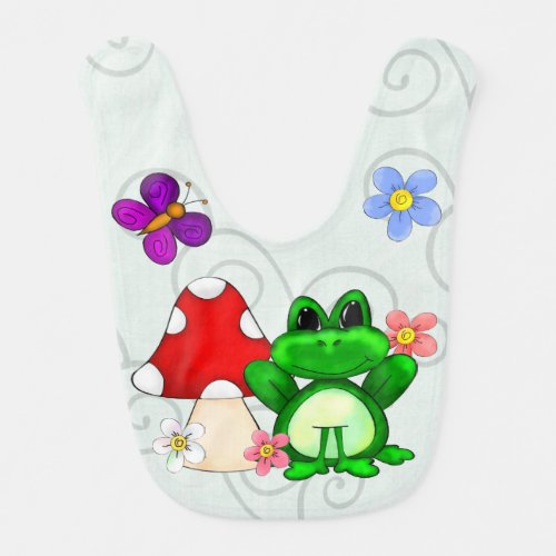 Happy Frog In Spring Baby Bib