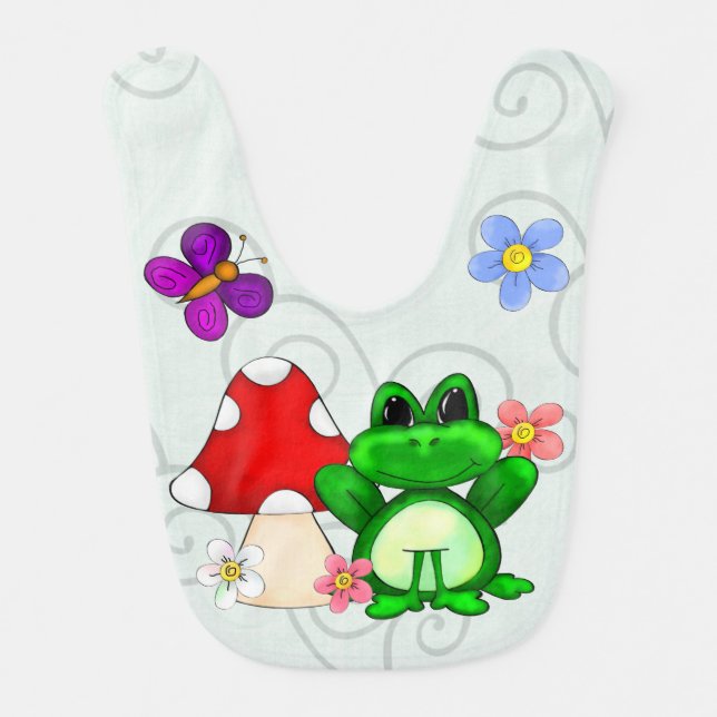 Happy Frog In Spring Baby Bib (Front)