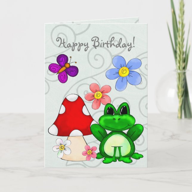 Happy Frog In Spring BIRTHDAY Card (Front)