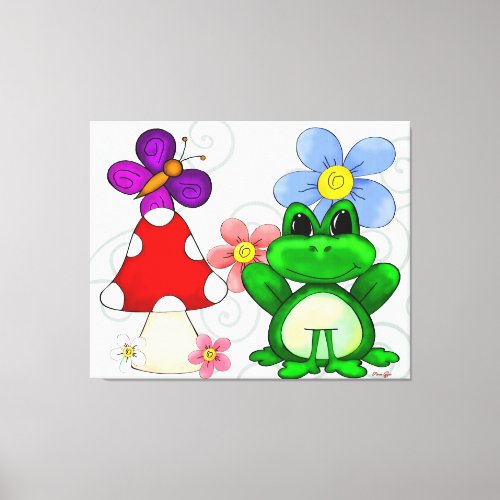 Happy Frog In Spring Canvas Print