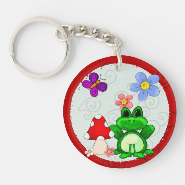 Happy Frog In Spring Keychain (Front)