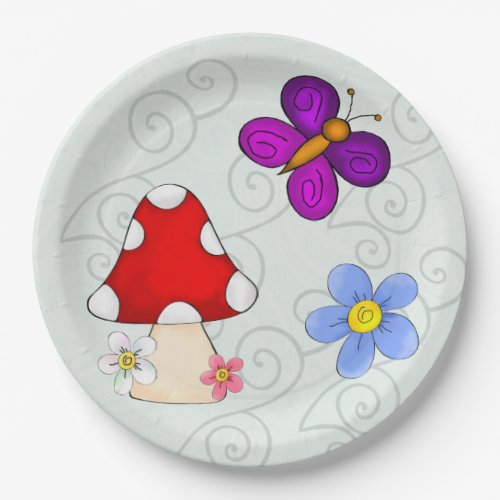 Happy Frog In Spring MUSHROOM Paper Plates