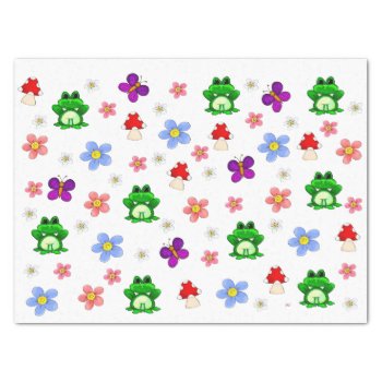Happy Frog In Spring Pattern Tissue Paper by BohemianBoundProduct at Zazzle