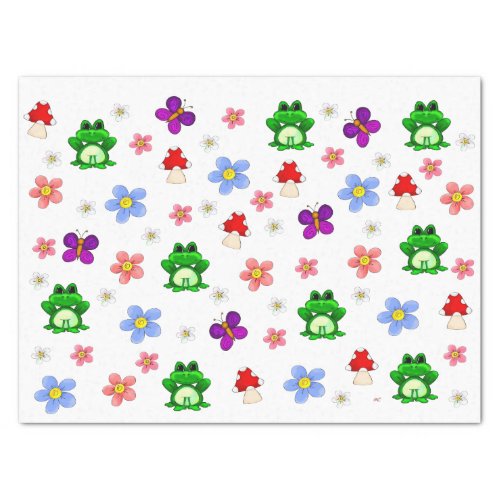 Happy Frog In Spring PATTERN Tissue Paper