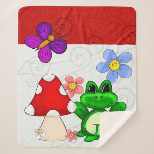 Happy Frog In Spring Sherpa Blanket