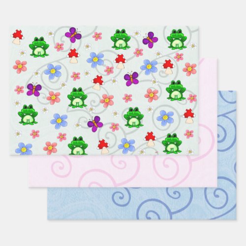 Happy Frog In Spring Wrapping Paper Sheets