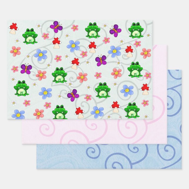 Happy Frog In Spring Wrapping Paper Sheets (Set)