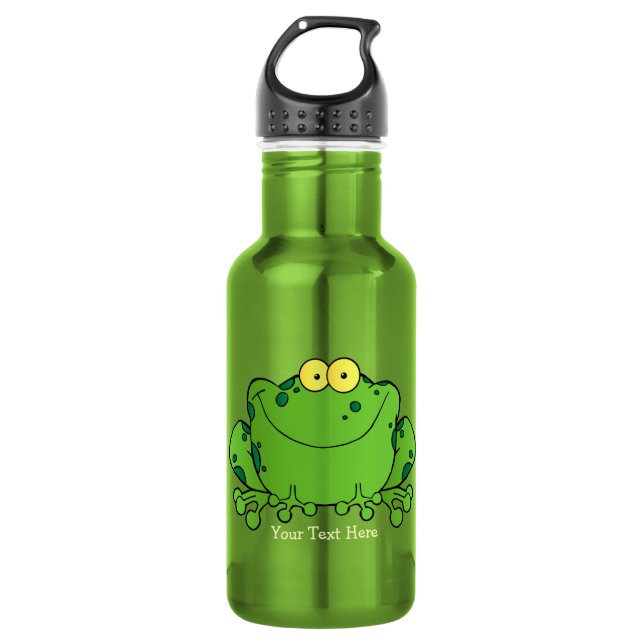Happy Frog (personalized) Stainless Steel Water Bottle (Front)