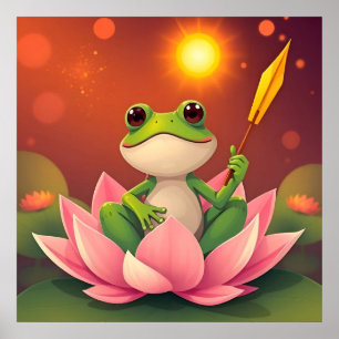 Happy Frog Princess in Lotus Waits For The Prince Poster