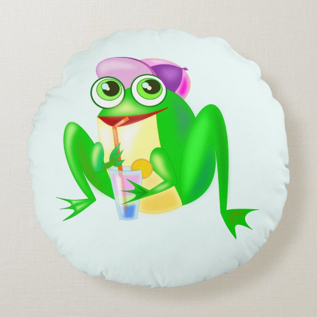Happy Frog Round Pillow (Front)