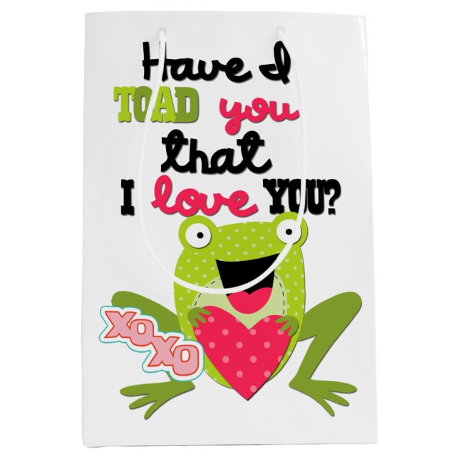 Happy Frog Valentine Medium Gift Bag (Front)