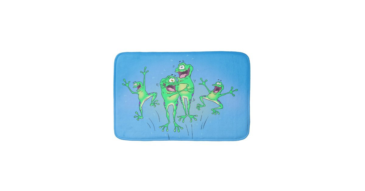 Happy Frogs Bathroom Rug | Zazzle