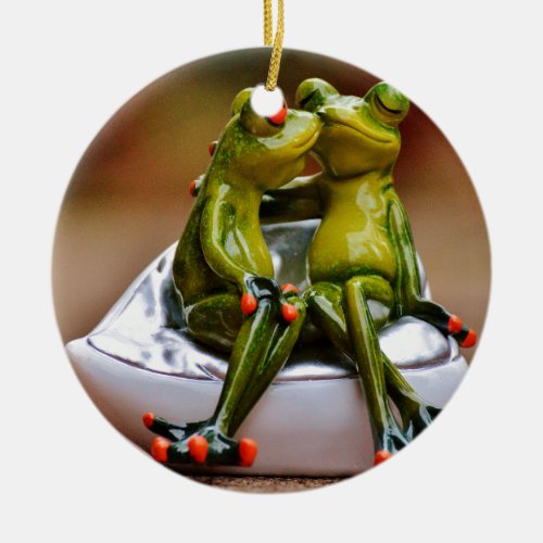 Happy Frogs Ceramic Ornament