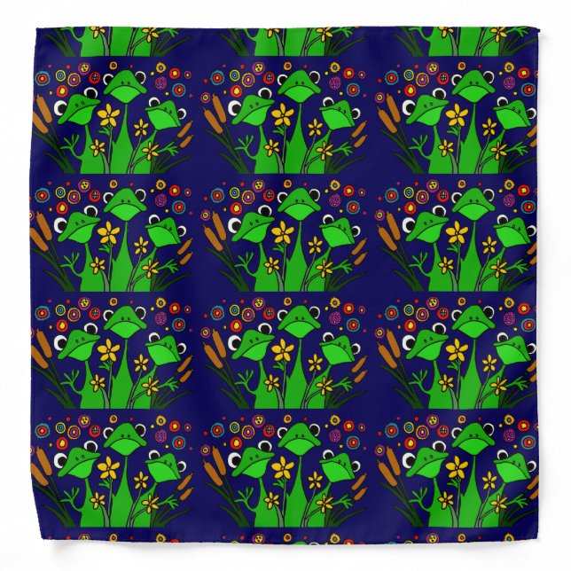 Happy Frogs Folk Art Bandana (Front)