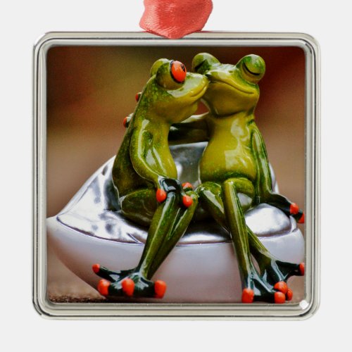 Happy Frogs Metal Ornament