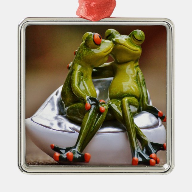 Happy Frogs Metal Ornament (Front)