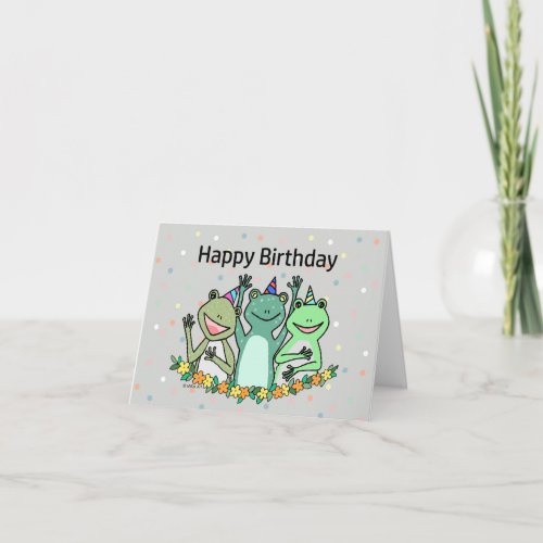 Happy Frogs Partying Cute funny frog birthday Card