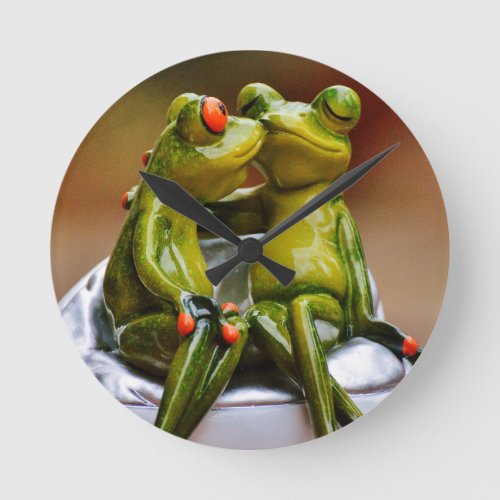 Happy Frogs Round Clock