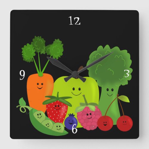 Happy Fruit and Veggies Wall Clock