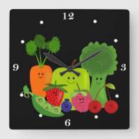 Happy Fruit and Veggies Wall Clock