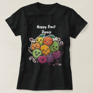 Happy Fruit Dance colorful and cheerful black T-Shirt
