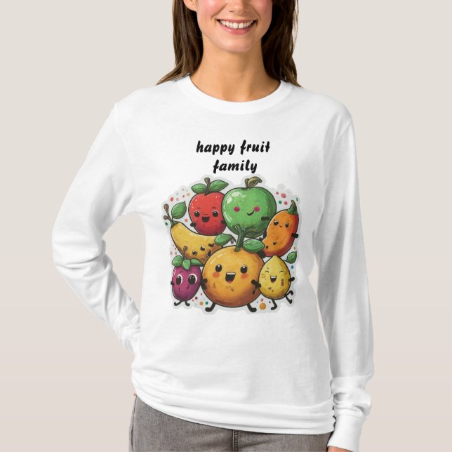 happy fruit family dancing fruit white  T-Shirt (Front)