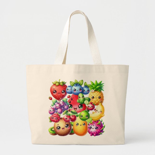 Happy Fruit Large Tote Bag (Front)