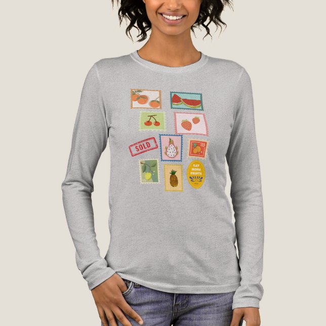 Happy fruit stamps interesting Tri-Blend shirt (Front)