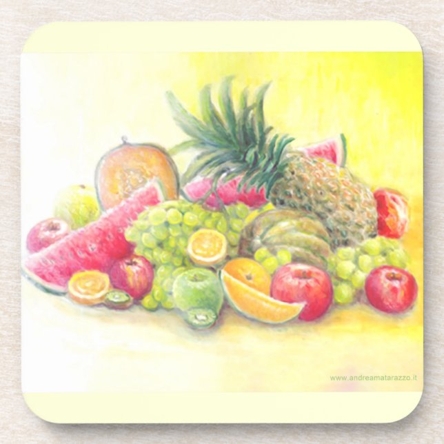 Happy fruits   beverage coaster (Front)