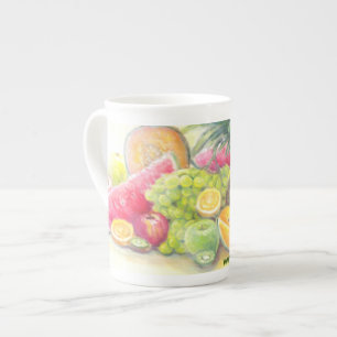 Happy fruits bone china mug