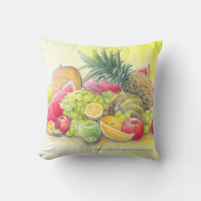 Happy fruits throw pillow (Front)