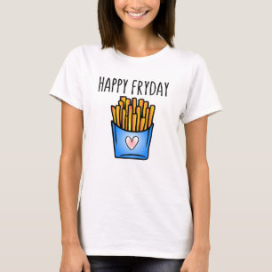 Happy Fryday French Fries Pun Illustration T-Shirt