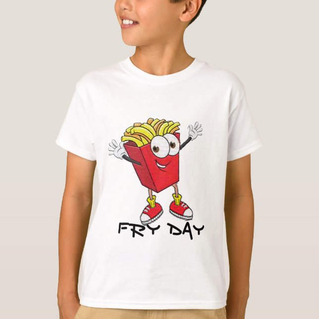Happy Fryday Funny Tee – French Fries Humor Tshirt (Front)