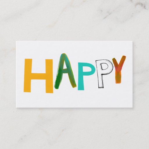 Customizable Happy fun colorful word art unique font design business cards