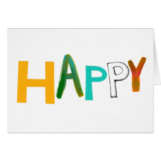 Happy fun colorful word art unique font design cards