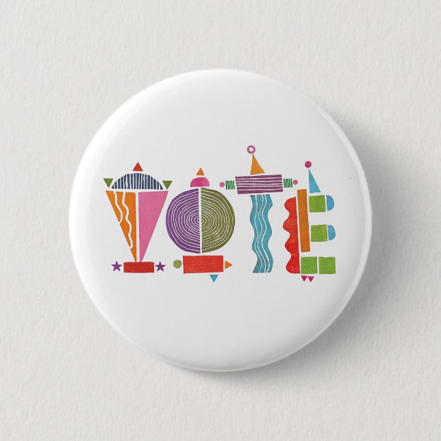 Happy Fun GOTV Button / Vote Button  (Front)