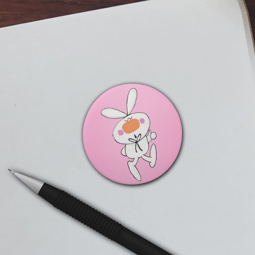 Happy Fun Prancing White Bunny on Pink Eraser