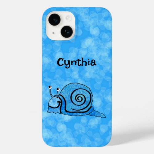 Happy Fun Snail Blue Shell White Eyes on Blues Case_Mate iPhone 14 Case