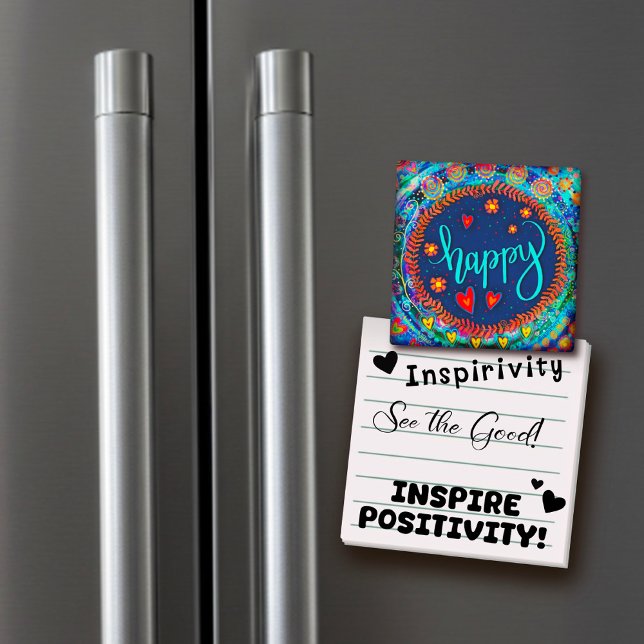 Happy Fun Whimsical Colorful Inspirational Trendy Magnet (Creator Uploaded)