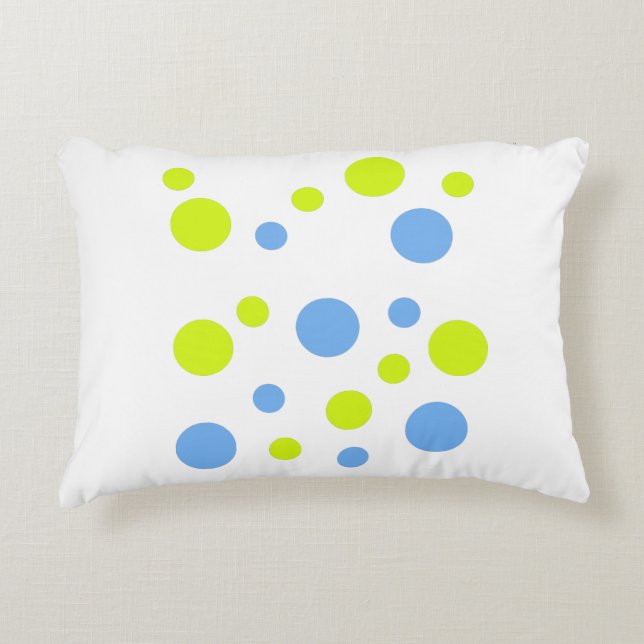 Happy Funky Yellow Blue Bubbles Accent Pillow (Front)