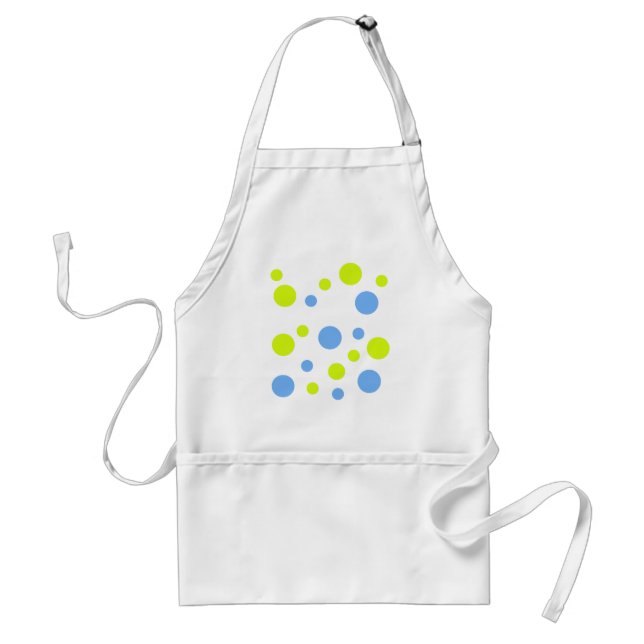 Happy Funky Yellow Blue Bubbles Adult Apron (Front)